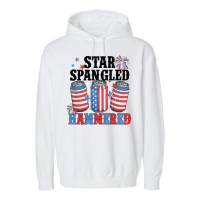 Funny Beer 4th Of July Tee Getting Star Spangled Hammered Garment-Dyed Fleece Hoodie