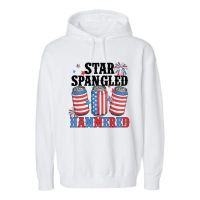 Funny Beer 4th Of July Tee Getting Star Spangled Hammered Garment-Dyed Fleece Hoodie