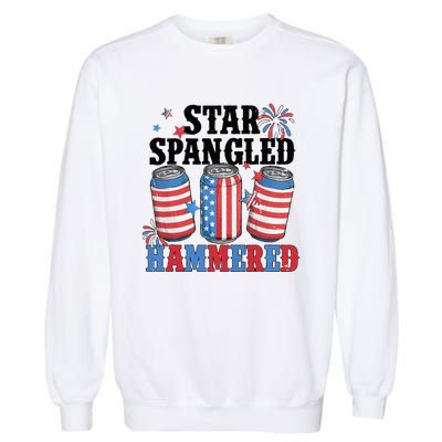 Funny Beer 4th Of July Tee Getting Star Spangled Hammered Garment-Dyed Sweatshirt