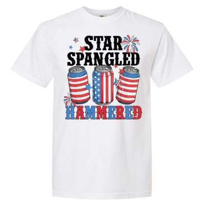 Funny Beer 4th Of July Tee Getting Star Spangled Hammered Garment-Dyed Heavyweight T-Shirt