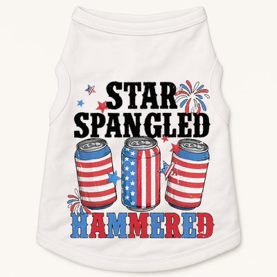 Funny Beer 4th Of July Tee Getting Star Spangled Hammered Doggie Tank