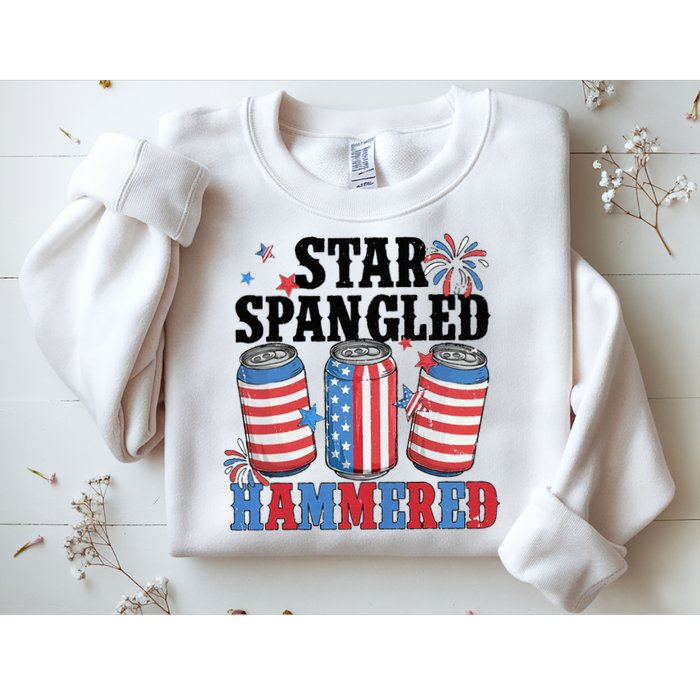 Funny Beer 4th Of July Tee Getting Star Spangled Hammered Sweatshirt