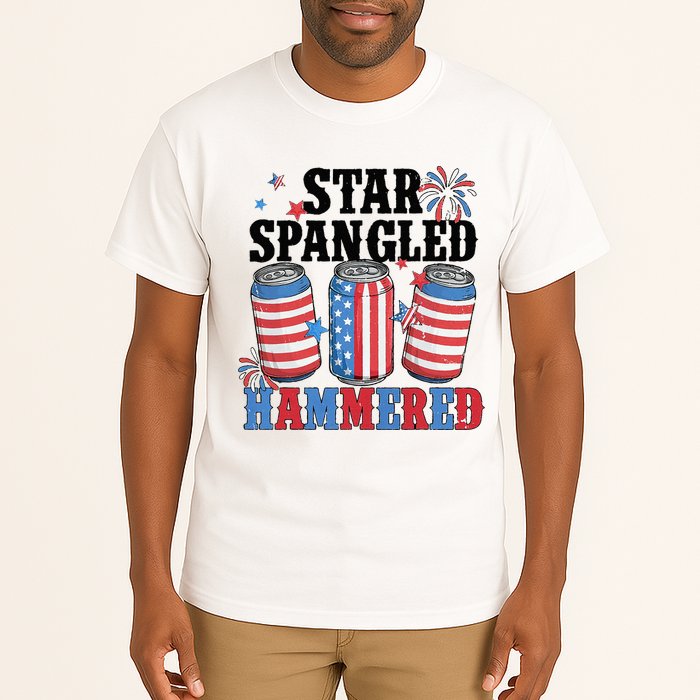 Funny Beer 4th Of July Tee Getting Star Spangled Hammered Tall T-Shirt