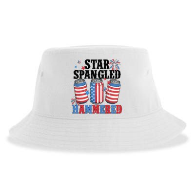 Funny Beer 4th Of July Tee Getting Star Spangled Hammered Sustainable Bucket Hat