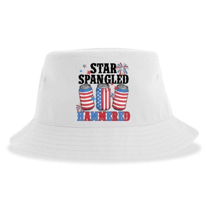 Funny Beer 4th Of July Tee Getting Star Spangled Hammered Sustainable Bucket Hat