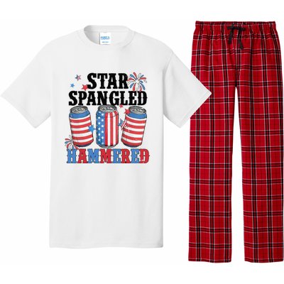 Funny Beer 4th Of July Tee Getting Star Spangled Hammered Pajama Set