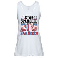 Funny Beer 4th Of July Tee Getting Star Spangled Hammered Ladies Essential Flowy Tank