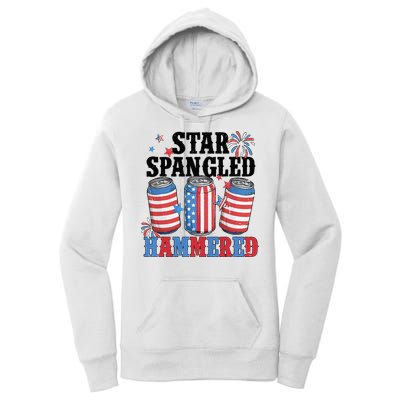 Funny Beer 4th Of July Tee Getting Star Spangled Hammered Women's Pullover Hoodie