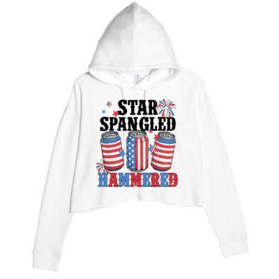 Funny Beer 4th Of July Tee Getting Star Spangled Hammered Crop Fleece Hoodie