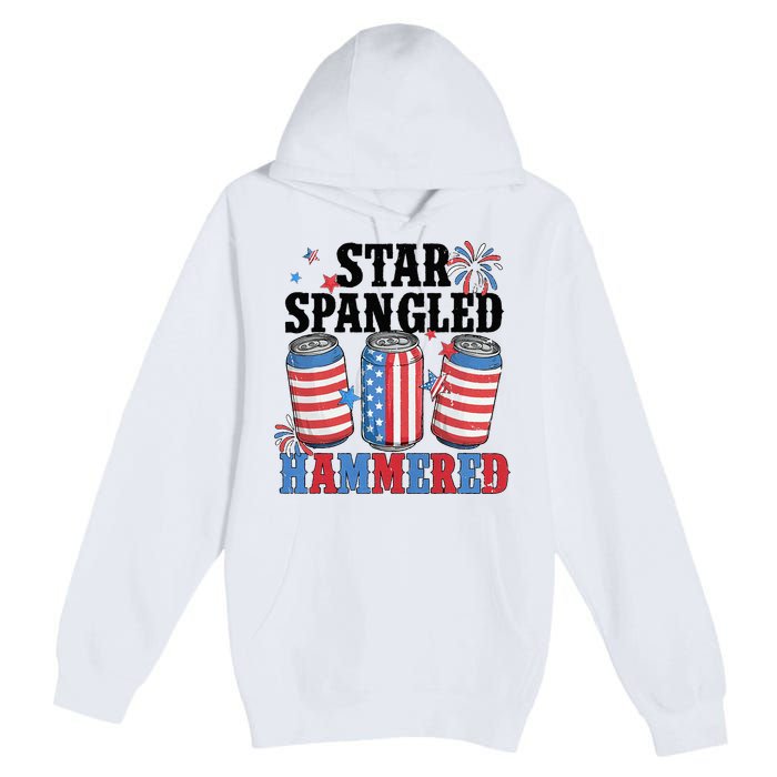 Funny Beer 4th Of July Tee Getting Star Spangled Hammered Premium Pullover Hoodie