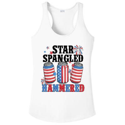 Funny Beer 4th Of July Tee Getting Star Spangled Hammered Ladies PosiCharge Competitor Racerback Tank