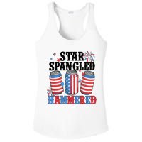Funny Beer 4th Of July Tee Getting Star Spangled Hammered Ladies PosiCharge Competitor Racerback Tank