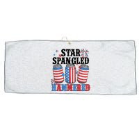Funny Beer 4th Of July Tee Getting Star Spangled Hammered Large Microfiber Waffle Golf Towel