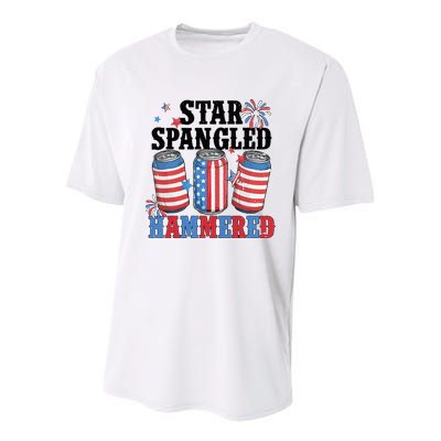 Funny Beer 4th Of July Tee Getting Star Spangled Hammered Youth Performance Sprint T-Shirt
