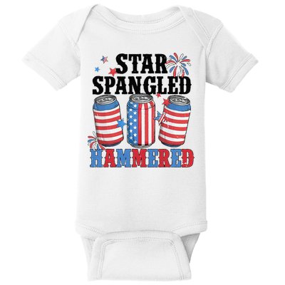 Funny Beer 4th Of July Tee Getting Star Spangled Hammered Baby Bodysuit