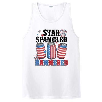 Funny Beer 4th Of July Tee Getting Star Spangled Hammered PosiCharge Competitor Tank