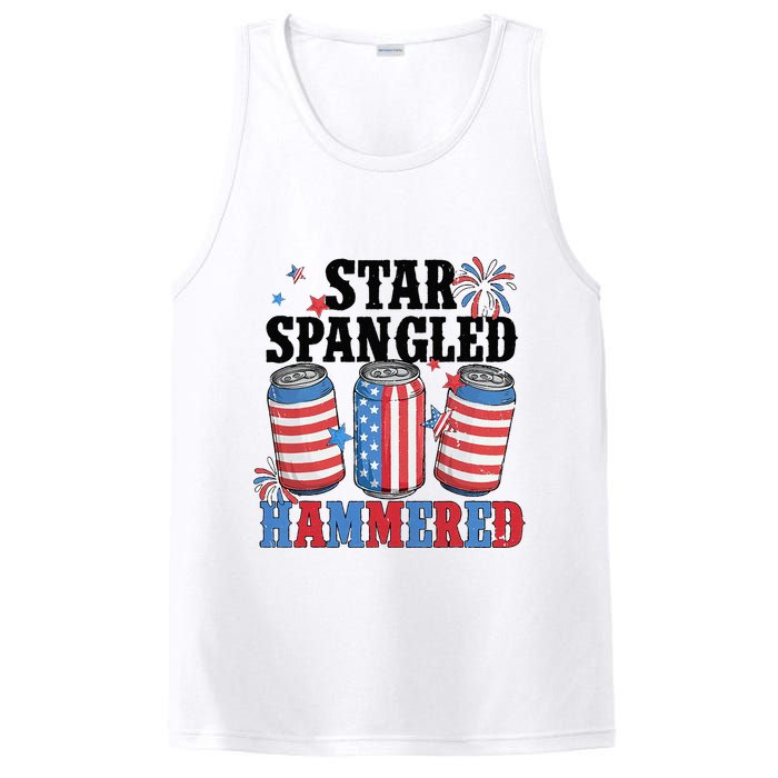 Funny Beer 4th Of July Tee Getting Star Spangled Hammered PosiCharge Competitor Tank