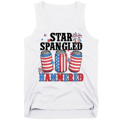 Funny Beer 4th Of July Tee Getting Star Spangled Hammered Tank Top