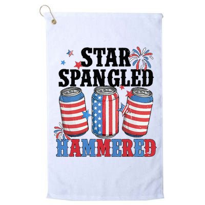 Funny Beer 4th Of July Tee Getting Star Spangled Hammered Golf Towel