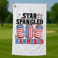 Funny Beer 4th Of July Tee Getting Star Spangled Hammered Golf Towel