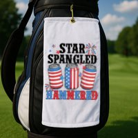 Funny Beer 4th Of July Tee Getting Star Spangled Hammered Golf Towel