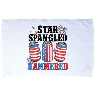 Funny Beer 4th Of July Tee Getting Star Spangled Hammered Microfiber Hand Towel