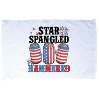 Funny Beer 4th Of July Tee Getting Star Spangled Hammered Microfiber Hand Towel