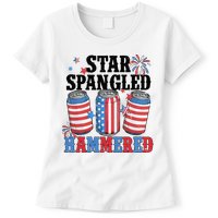 Funny Beer 4th Of July Tee Getting Star Spangled Hammered Womens T-Shirt