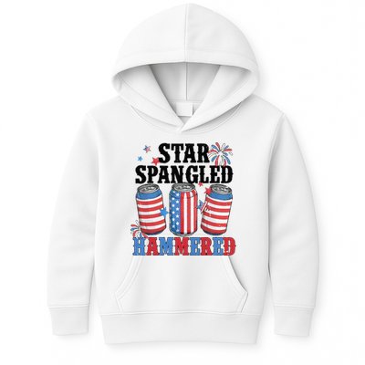 Funny Beer 4th Of July Tee Getting Star Spangled Hammered Kids Hoodie
