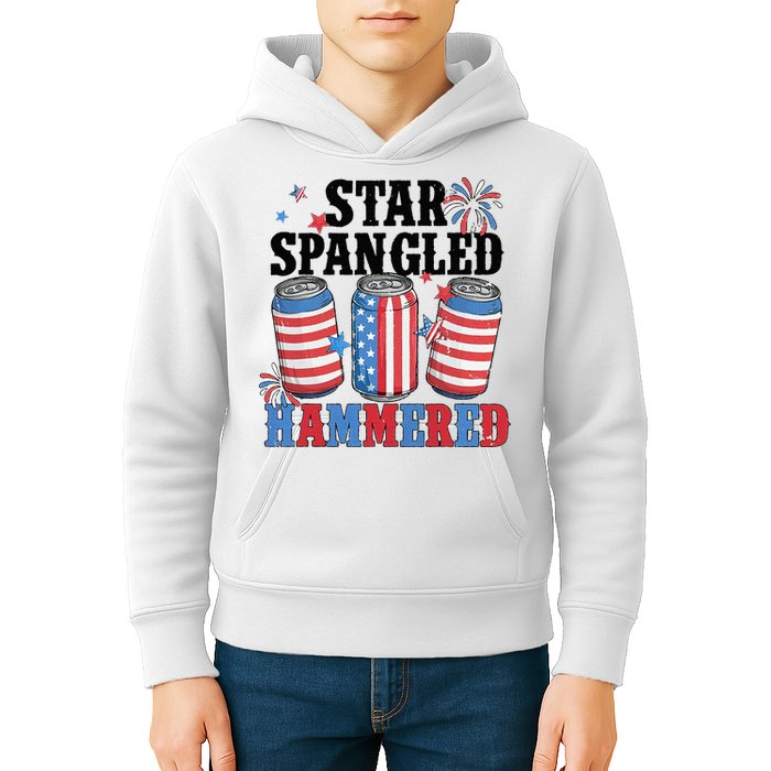 Funny Beer 4th Of July Tee Getting Star Spangled Hammered Kids Hoodie
