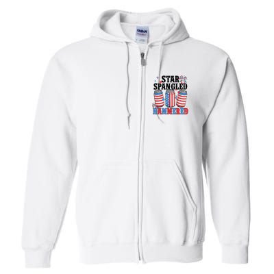 Funny Beer 4th Of July Tee Getting Star Spangled Hammered Full Zip Hoodie