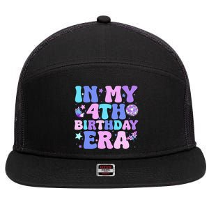 Four Bday 4 Year Old 7 Panel Mesh Trucker Snapback Hat