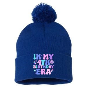 Four Bday 4 Year Old Pom Pom 12in Knit Beanie