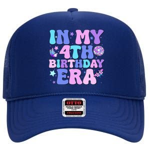 Four Bday 4 Year Old High Crown Mesh Back Trucker Hat