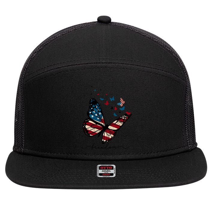 Freedom Butterfly 4th Of July 7 Panel Mesh Trucker Snapback Hat