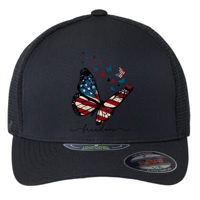 Freedom Butterfly 4th Of July Flexfit Unipanel Trucker Cap