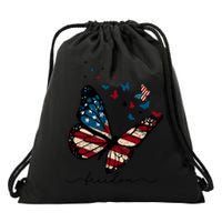 Freedom Butterfly 4th Of July Drawstring Bag