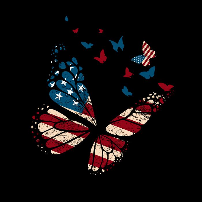 Freedom Butterfly 4th Of July Drawstring Bag