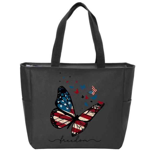 Freedom Butterfly 4th Of July Zip Tote Bag