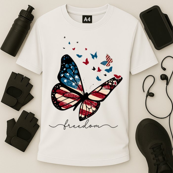 Freedom Butterfly 4th Of July Performance Shirt