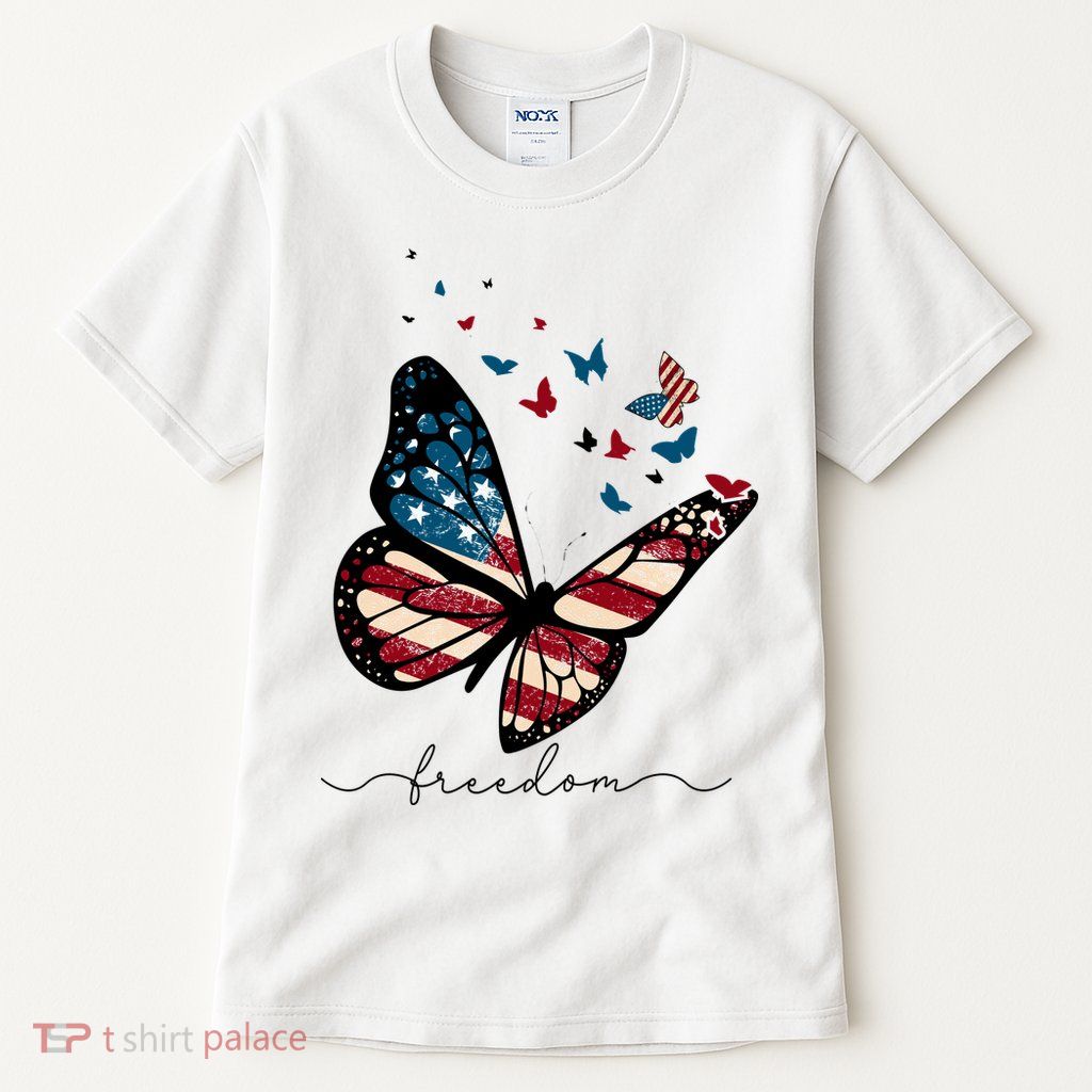 Freedom Butterfly 4th Of July Tall T-Shirt