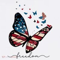 Freedom Butterfly 4th Of July Button