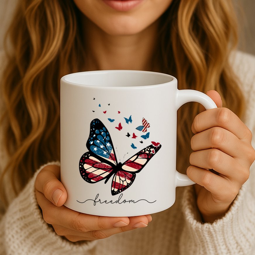 Freedom Butterfly 4th Of July Mug
