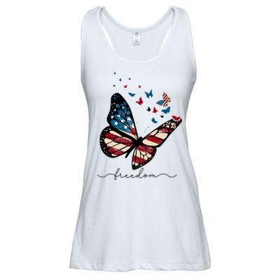 Freedom Butterfly 4th Of July Ladies Essential Flowy Tank