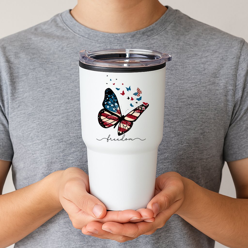 Freedom Butterfly 4th Of July Tumbler