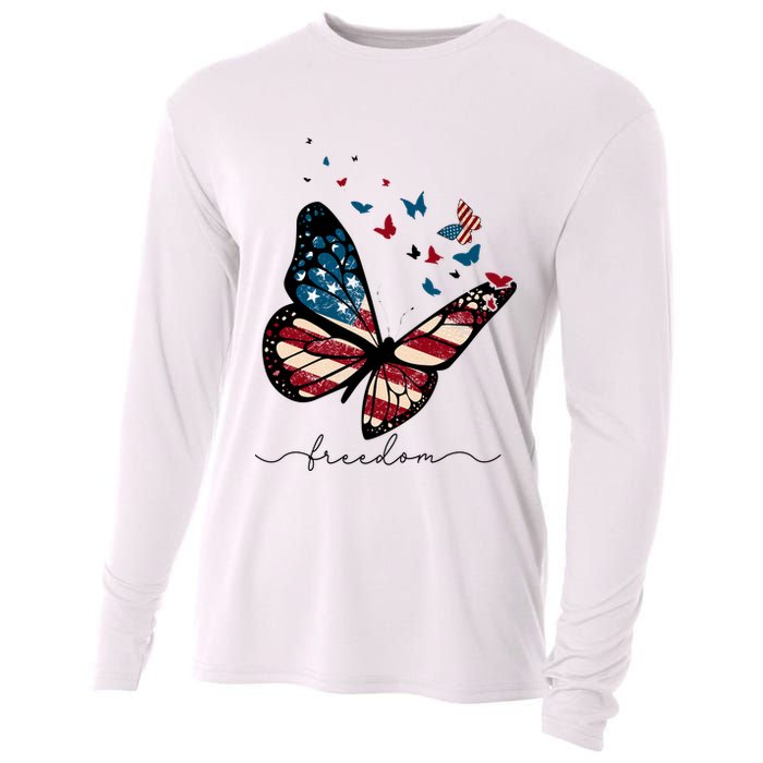 Freedom Butterfly 4th Of July Cooling Performance Long Sleeve Crew