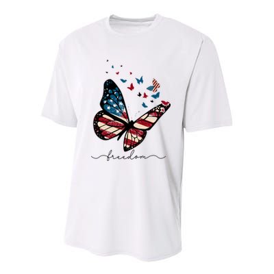 Freedom Butterfly 4th Of July Youth Performance Sprint T-Shirt