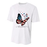 Freedom Butterfly 4th Of July Youth Performance Sprint T-Shirt