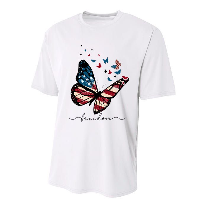 Freedom Butterfly 4th Of July Youth Performance Sprint T-Shirt