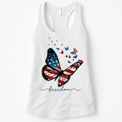 Freedom Butterfly 4th Of July Womens Tank Top